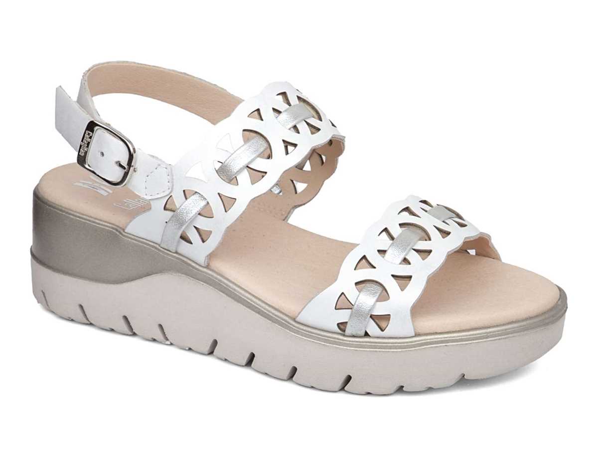 Sandalias Cuña Callaghan 26517 Uwanja Mujer Blancas Plateadas | MRB2860XA