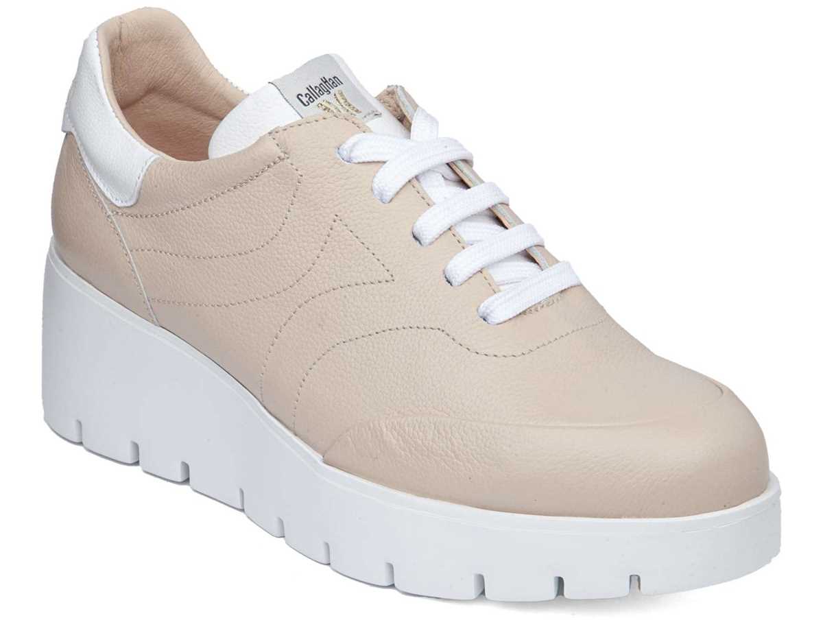 Zapatillas con Plataforma Callaghan 32102 Amal Mujer Rosas Blancas | RFU8599XI