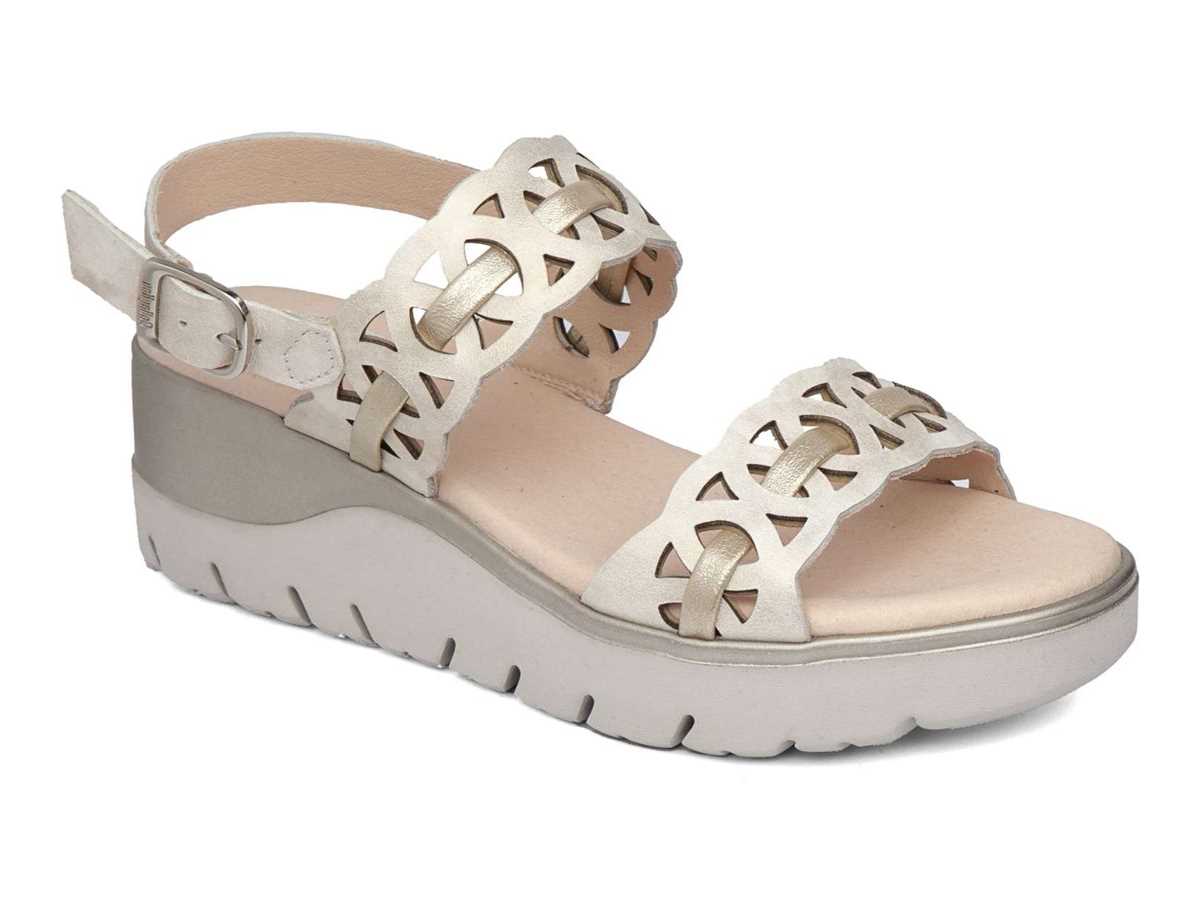 Sandalias Cuña Callaghan 26517 Uwanja Mujer Beige Doradas | JIT7471EB