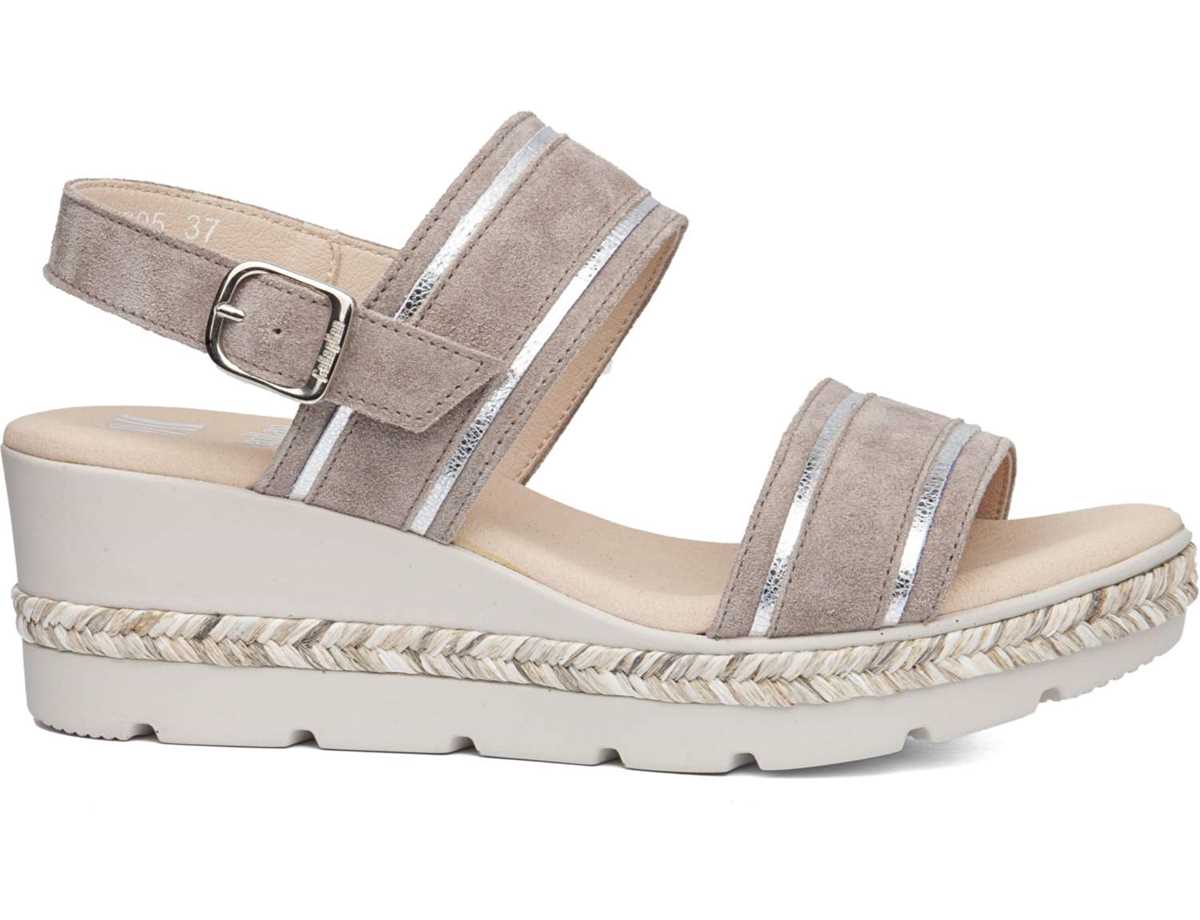 Sandalias Cuña Callaghan 29805 Mara Mujer Beige Plateadas | HWN655RT