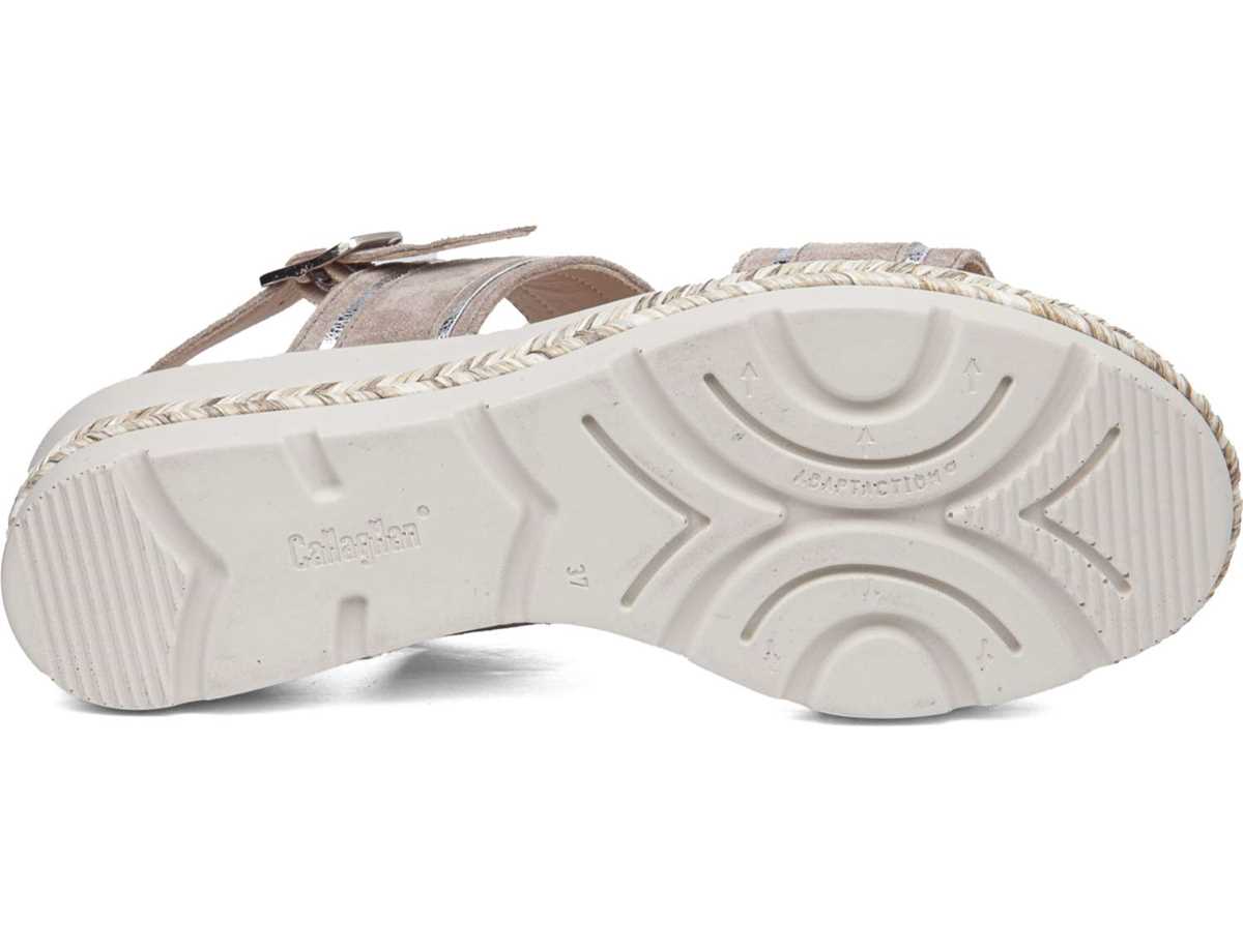 Sandalias Cuña Callaghan 29805 Mara Mujer Beige Plateadas | HWN655RT