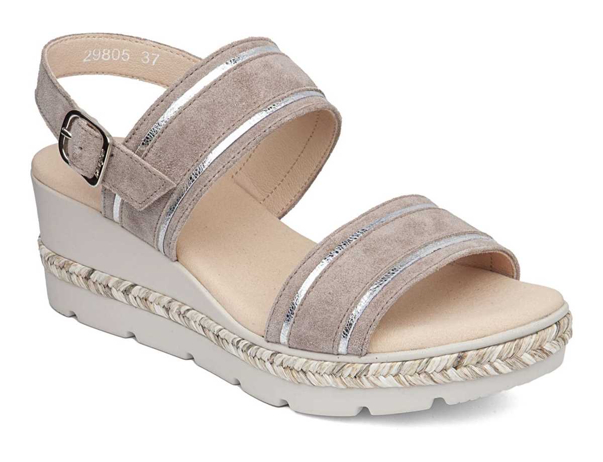 Sandalias Cuña Callaghan 29805 Mara Mujer Beige Plateadas | HWN655RT