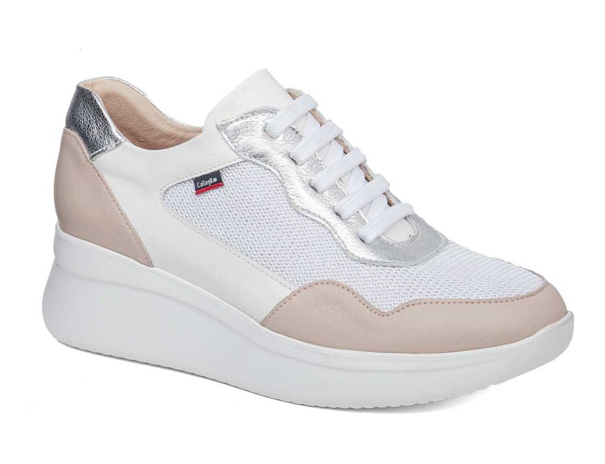 Zapatillas Callaghan 30002 Hanna Mujer Rosas Blancas Plateadas | ZUX188NL