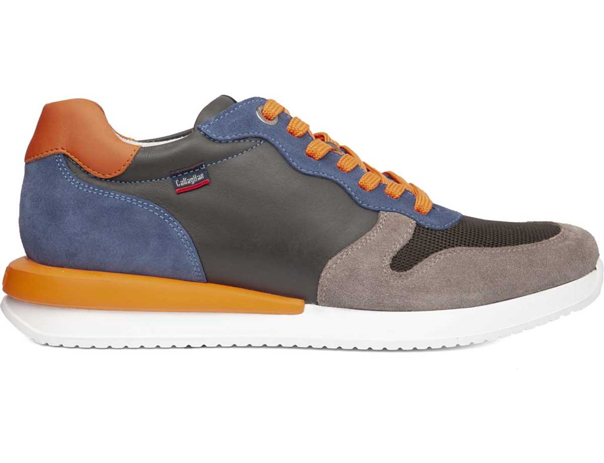 Zapatillas Callaghan 51103 Moses Hombre Gris Azules Naranjas | MTK496QB