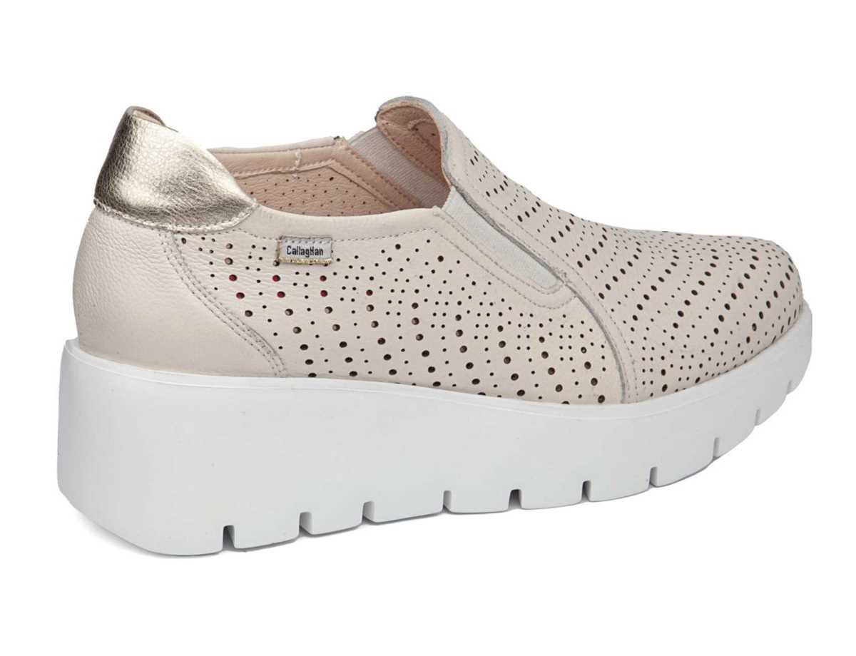 Zapatillas con Plataforma Callaghan 32103 Amal Mujer Blancas Beige | NUV640GZ