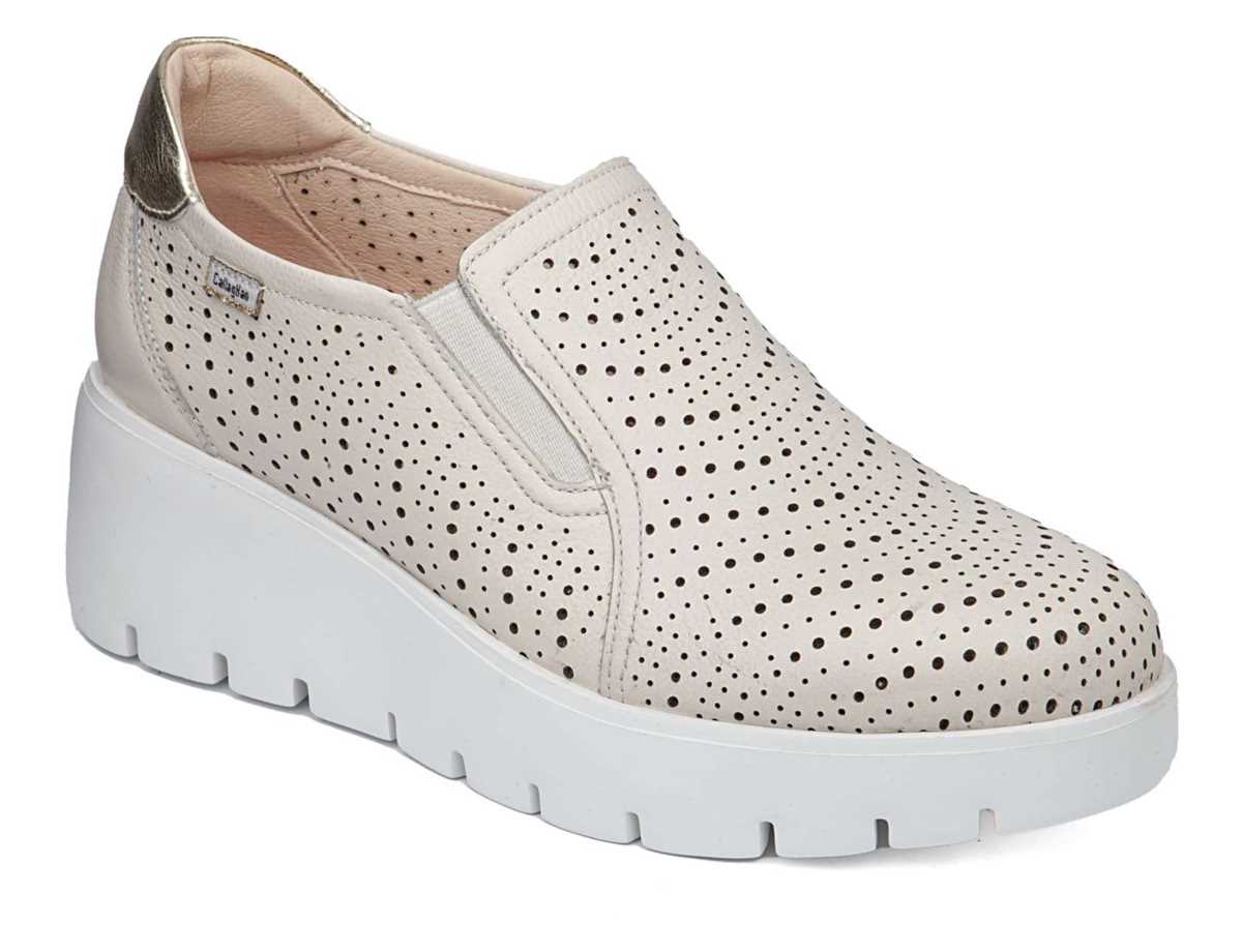 Zapatillas con Plataforma Callaghan 32103 Amal Mujer Blancas Beige | NUV640GZ