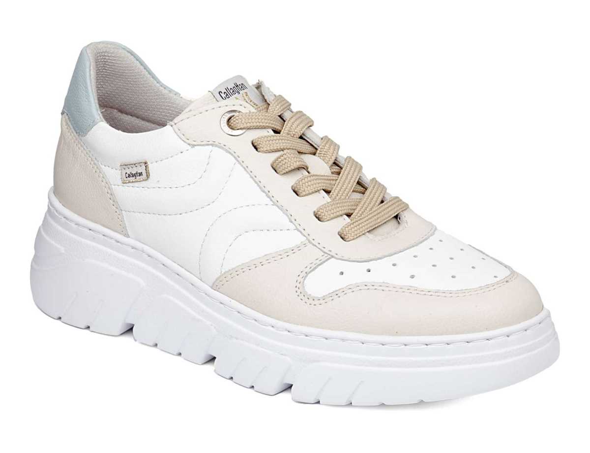 Zapatillas con Plataforma Callaghan 51806 Baccara Mujer Beige Blancas Azules | MHU61100HS